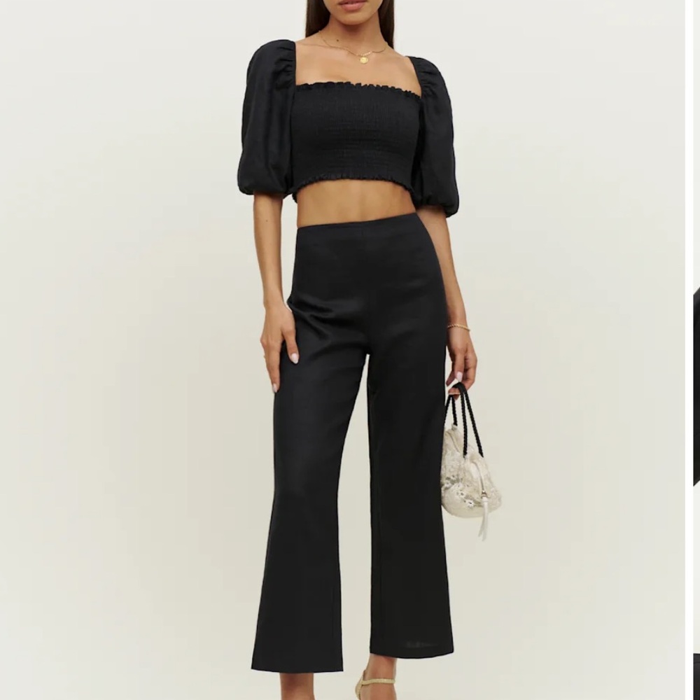 Reformation Scarlett Linen Two Piece Black - Size 2